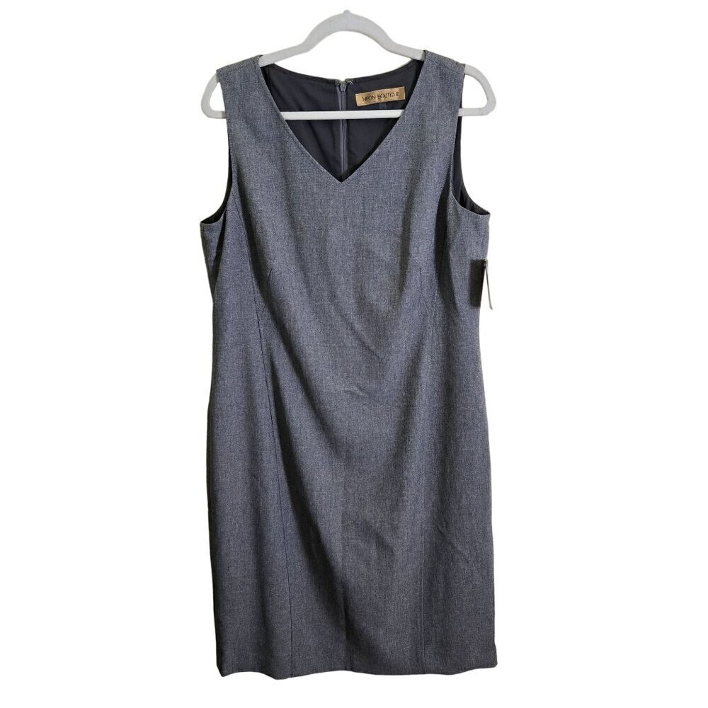 Nipon Boutique NWT Sleeveless V-Neck Gray Sheath Dress Size 14